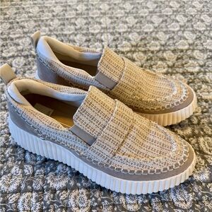 Dolce Vita Cream and Tan Platform Slip-Ons